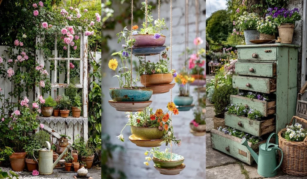 Vintage and Handmade Garden Decor