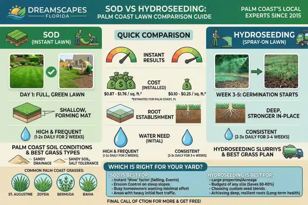 Sod vs Hydroseeding: Which Is Right for Your Palm Coast Lawn?