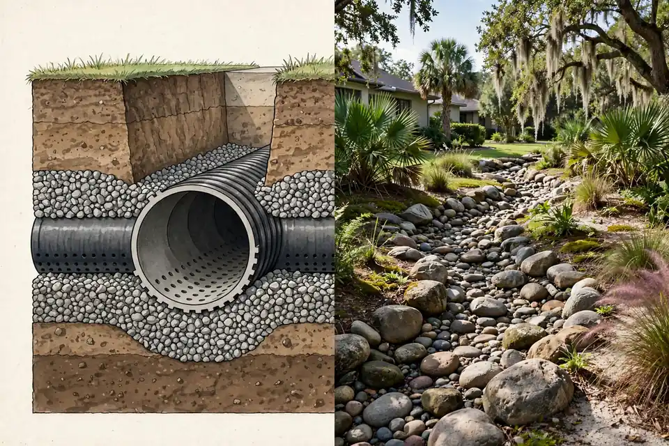 French Drain vs Dry Creek Bed: Which Is Right for Your Florida Yard?