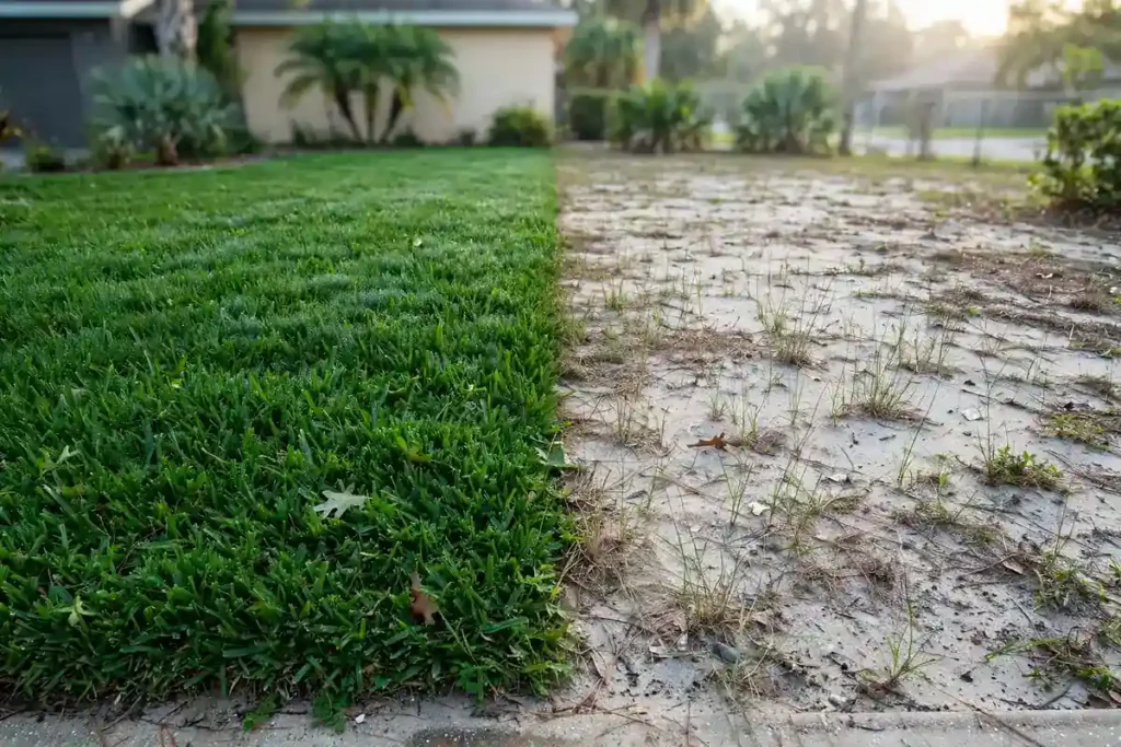 Thick, healthy St. Augustine grass lawn in Florida
